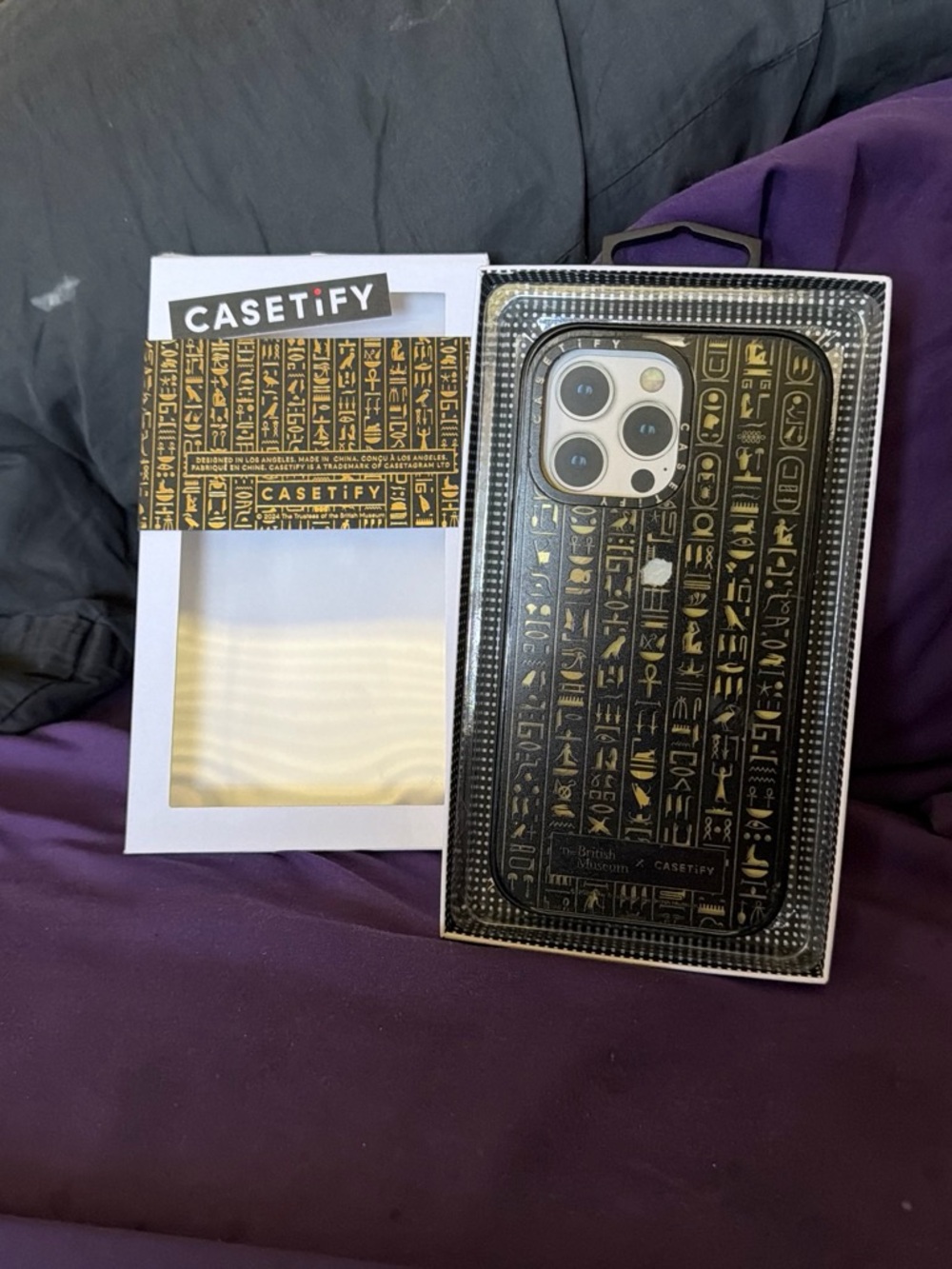 Casetify Black & Gold Hieroglyphic Pattern iPhone Case